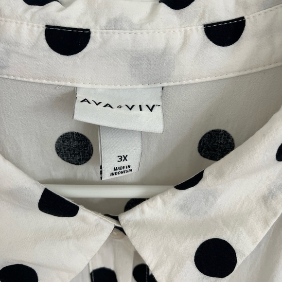 Ava & Viv Black White Polka-Dot A-Line Dress Plus Size 3X 22/24 100% Cotton - Picture 4 of 7